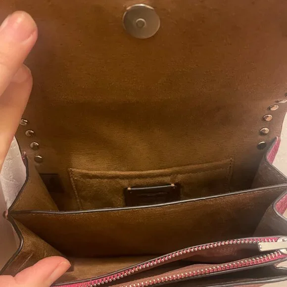 Rasberry Pink studded chain COACH purse - Picture 3 of 6